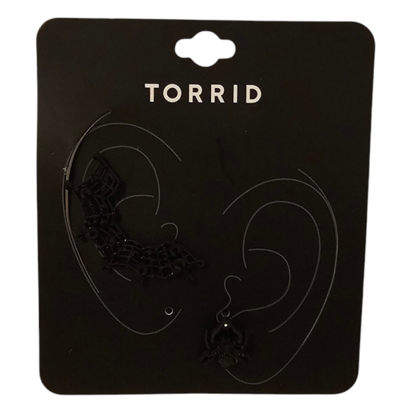 torrid Jewelry - Black Torrid Women's Spider and Web Stud Ear Cuff